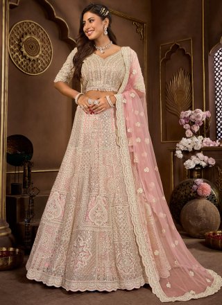 Net Readymade Lehenga Choli with Embroidered and Stone Work