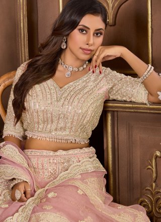 Net Readymade Lehenga Choli with Embroidered and Stone Work