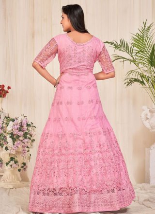 Net Salwar Suit with Embroidered and Zari Work