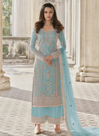net salwar suit with embroidered work 281979