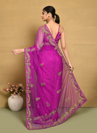 Net Trendy Saree In Rani