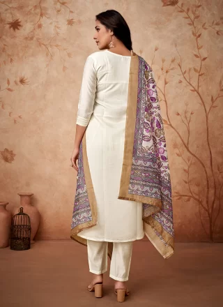 Off White Chanderi Designer