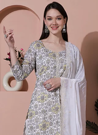 Off White Cotton Salwar Suit