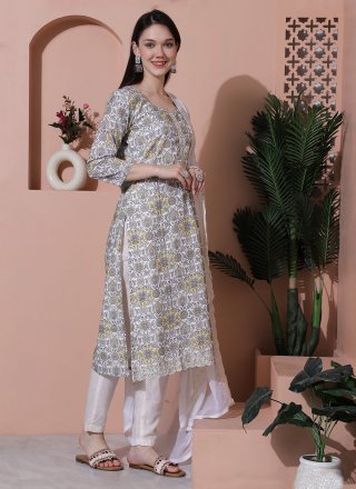 Off White Cotton Salwar Suit
