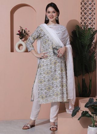 Off White Cotton Salwar Suit
