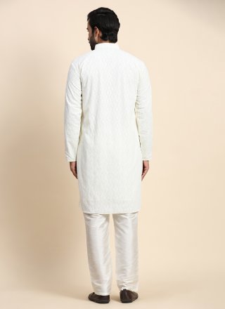 Off White Georgette Kurta Pyjama