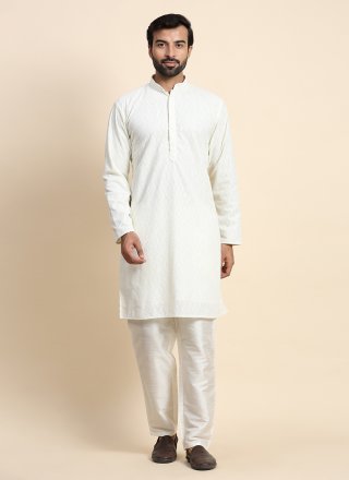 Off White Georgette Kurta Pyjama