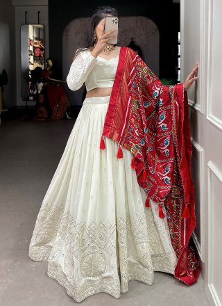 Off White Georgette Lehenga Choli