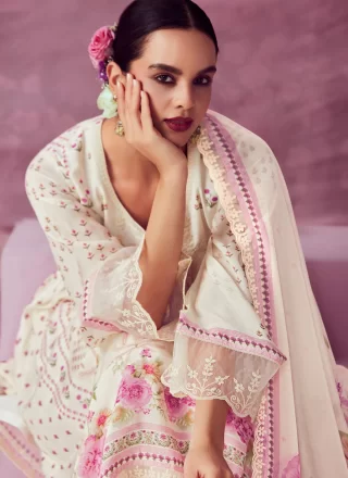 Off White Muslin Salwar Suit