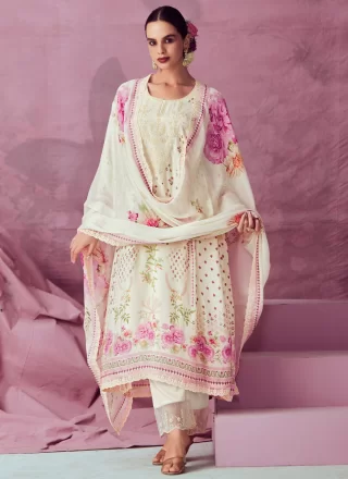 Off White Muslin Salwar Suit