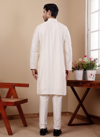 Off White Silk Designer with Embroidered Work