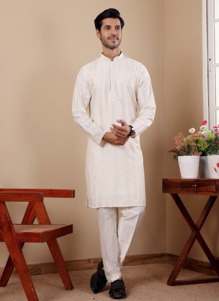 Off White Silk Designer with Embroidered Work