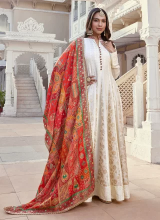 Off White Silk Indian Gown