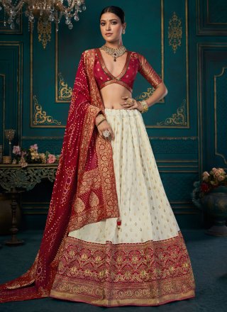 Off White Multicolor Embroidered Georgette Lehenga | Bridal lehenga choli,  Lehenga choli online, Indian lehenga