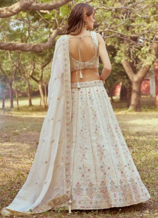 Off White Tissue Lehenga Choli with Embroidered, Sequins, Stone and Thread Work for Ceremonial