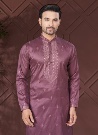 Opulent Purple Pure Silk Kurta Pyjama