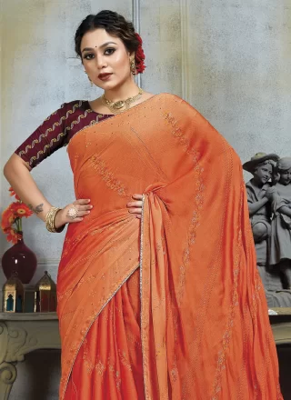 Orange Chiffon Classic Sari