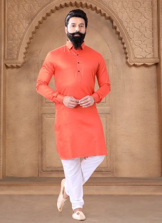 Orange Cotton Kurta Pyjama