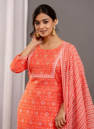Orange Cotton Salwar Suit