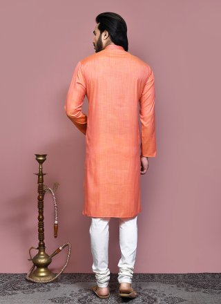 Orange Cotton Silk Kurta Pyjama