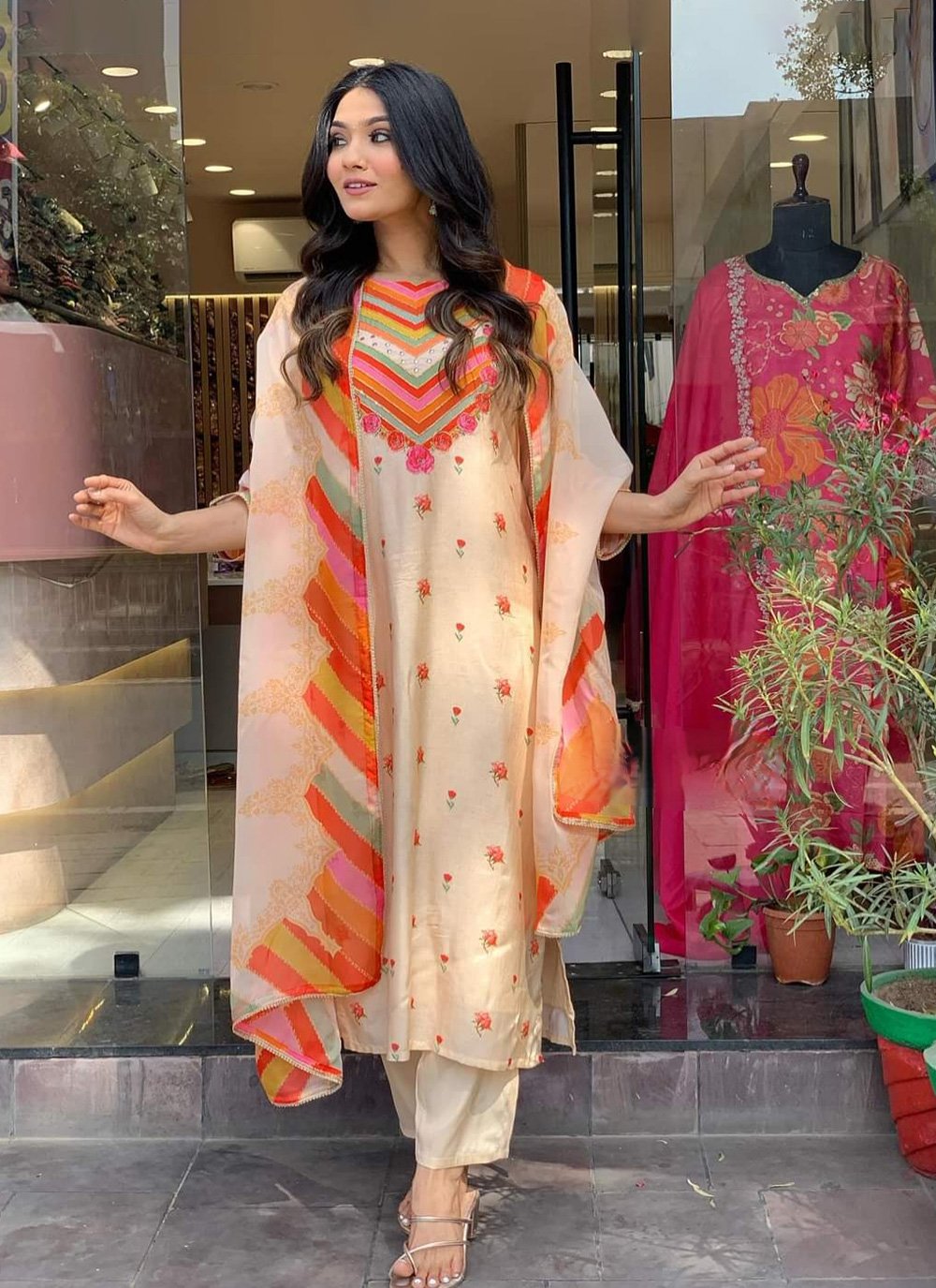 Orange colour punjabi suit best sale