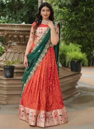 Orange Net Lehenga Choli and Orange Net Chaniya Choli Online Shopping