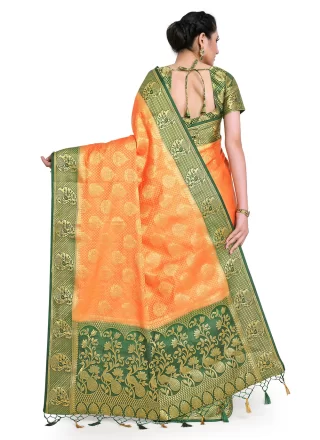 Orange Kanjivaram Silk Classic Sari 