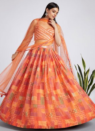 Buy Orange Silk Party Wear Printed Ready To Wear Lehenga Choli Online From  Wholesale Salwar.