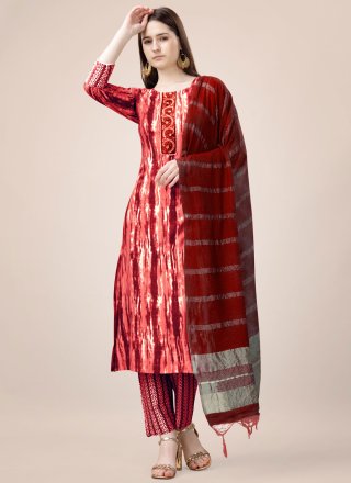 Orange Rayon Salwar Suit with