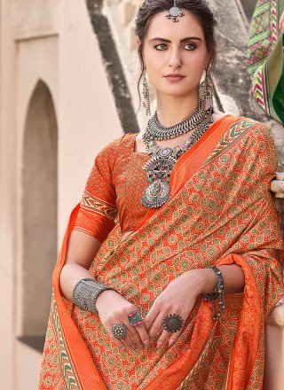 Orange Silk Classic Saree