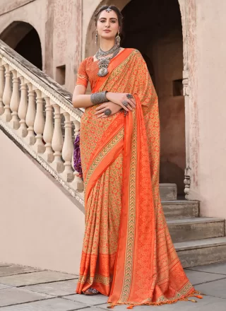 Orange Silk Classic Saree