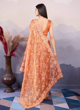 Orange Silk Trendy Saree
