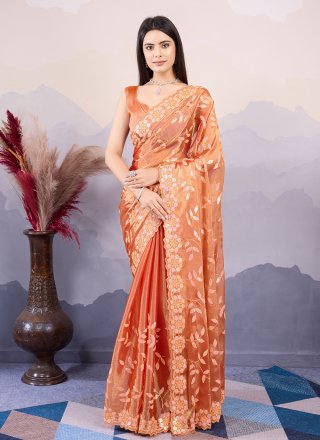 Orange Silk Trendy Saree