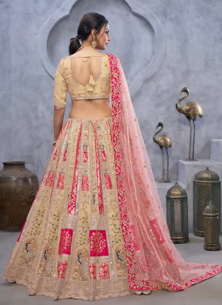 Organza A - Line Lehenga Choli with Hand, Sequins and Thread Work