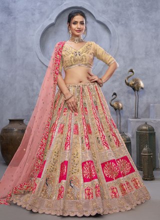 Organza A - Line Lehenga Choli with Hand, Sequins and Thread Work