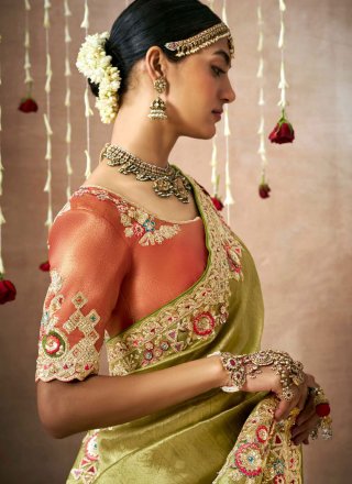 Organza Bollywood Saree with Embroidered Work