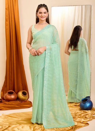 Organza Classic Saree with Embroidered and Sequins Work