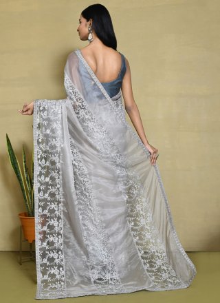 Organza Classic Sari In Grey