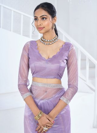 Organza Classic Sari In Purple