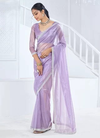 Organza Classic Sari In Purple