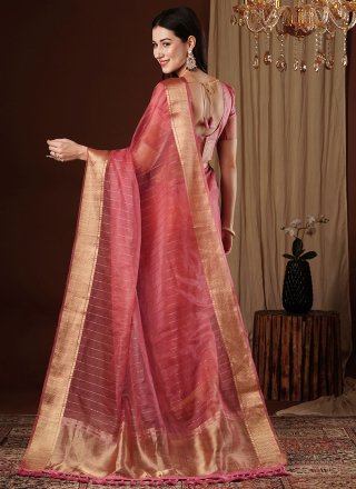 Organza Classic Sari with Weaving and Zari Work