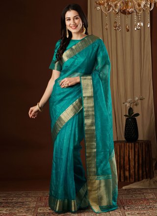 Organza Contemporary Saree In Morpeach