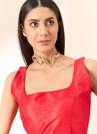 Organza Designer Sari In Red