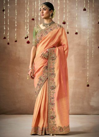 Organza Designer Sari with Embroidered Work