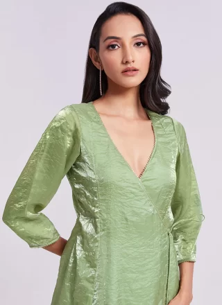 Organza Floor Length Kurti In Plain