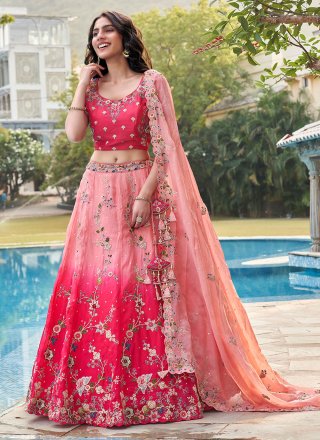 Organza Lehenga Choli In Pink