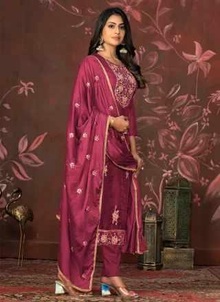 Organza Pant Style Suit with Embroidered and Hand Work