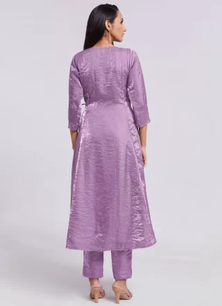 Organza Party Wear Kurti In Lavender