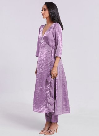 Organza Party Wear Kurti In Lavender