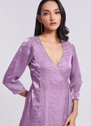Organza Party Wear Kurti In Lavender